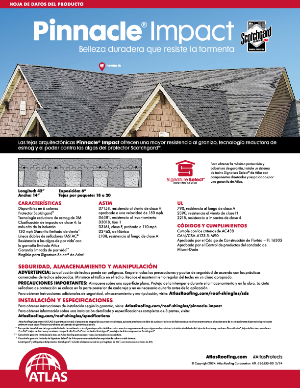 Hoja de datos de Pinnacle Impact - (Pinnacle Impact Data Sheet)
