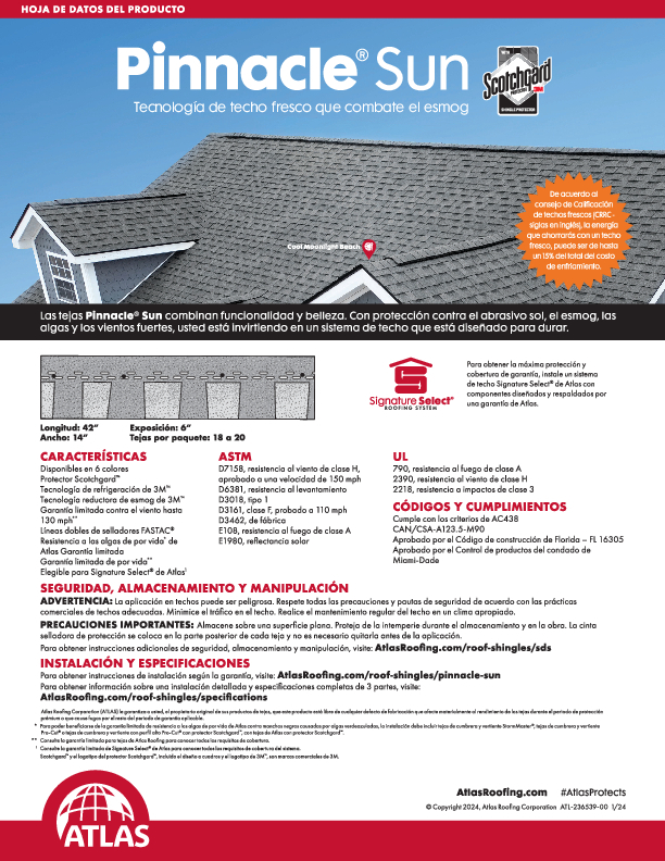 Hoja de datos de Pinnacle Sun - (Pinnacle Sun Data Sheet)