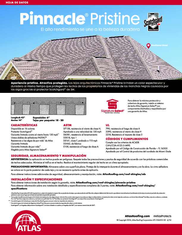 Hoja de datos de Pinnacle Pristine - (Pinnacle Pristine Data Sheet)