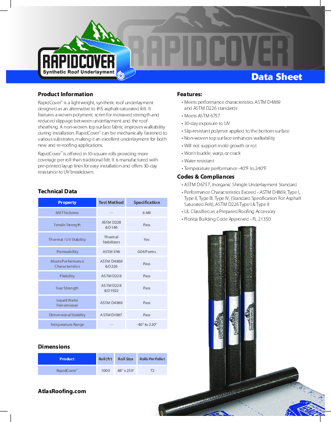 Rapidcover Data Sheet