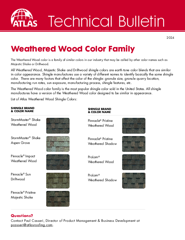 Weathered Wood Family of Colors Technical Bulletin